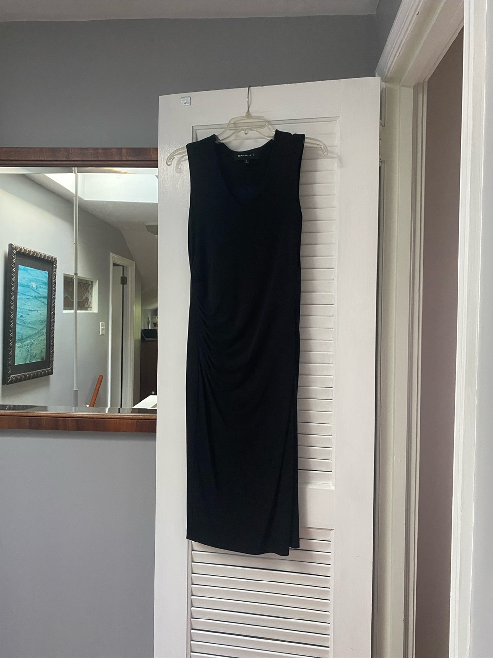 Honeylove Black Sleeveless V-Neck Ruched Bodycon Dress